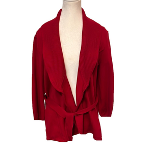 ALFANI Women's Red Shawl Collar
Tie-Front Cardigan size Large